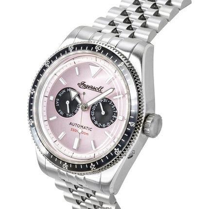 Ingersoll Outlaw Edelstahl Herrenuhr mit rosa Zifferblatt, Automatik, Modell I17201