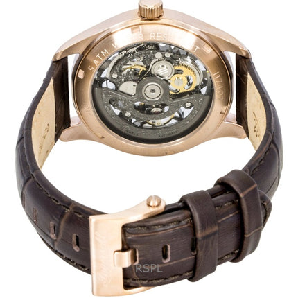 Ingersoll The Maverick Herrenuhr mit Lederarmband, grauem Skelettzifferblatt und Automatik, Modell I17402
