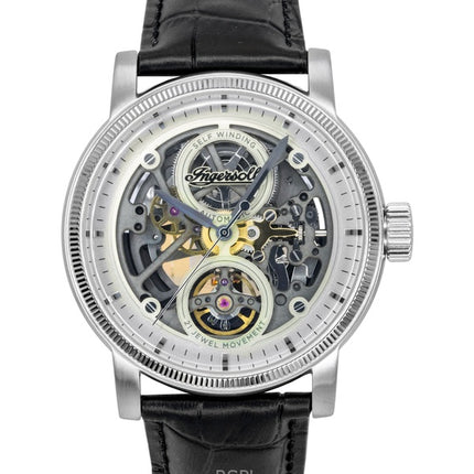 Ingersoll The Guy Herrenuhr mit Lederarmband, grauem Skelettzifferblatt und Automatik, Modell I17501