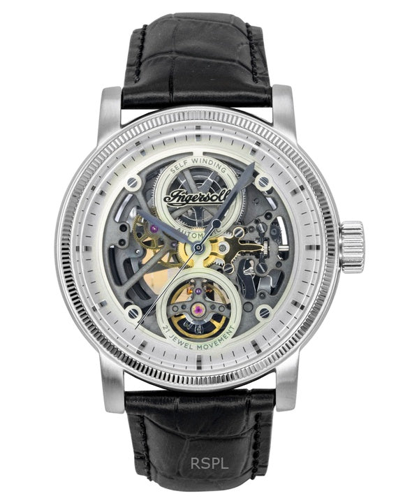 Ingersoll The Guy Herrenuhr mit Lederarmband, grauem Skelettzifferblatt und Automatik, Modell I17501