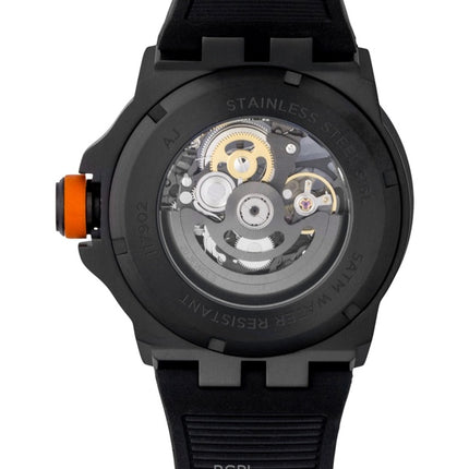 Ingersoll The Rigger Herrenuhr mit Polyurethanarmband, schwarzem Skelettzifferblatt und Automatik, Modell I17902