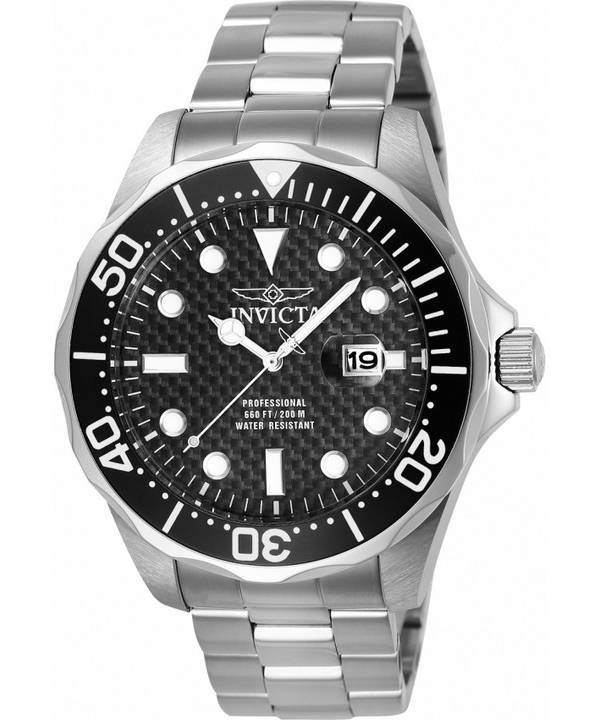 Invicta Pro Diver Schwarzes Zifferblatt Quarz Taucher 12562 200M Herrenuhr