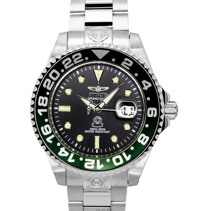 Invicta Pro Diver Edelstahl Schwarzes Zifferblatt Quarz Taucheruhr 21866 300M Herrenuhr