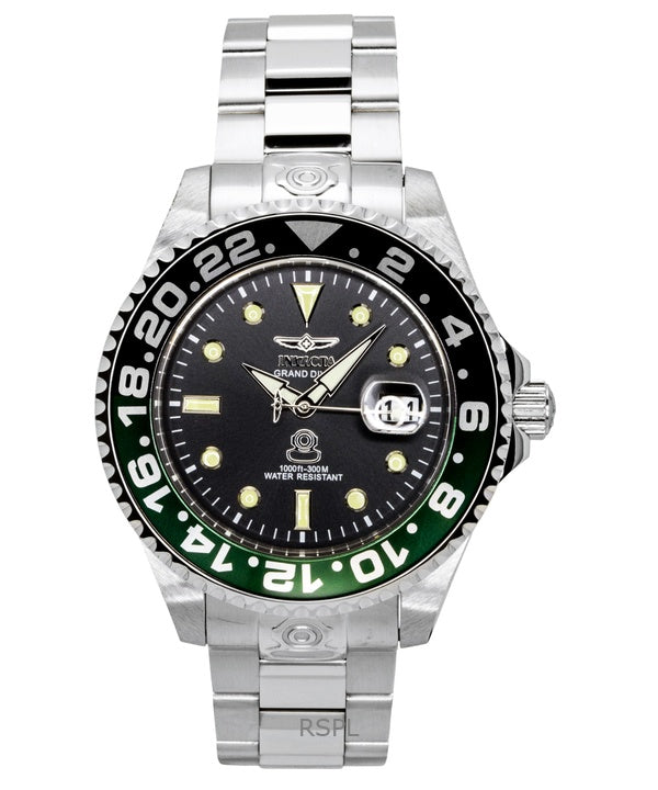 Invicta Pro Diver Edelstahl Schwarzes Zifferblatt Quarz Taucheruhr 21866 300M Herrenuhr