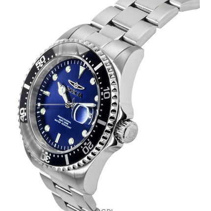 Invicta Pro Diver Edelstahl Blaues Zifferblatt Quarz Taucheruhr 22054 200M Herrenuhr