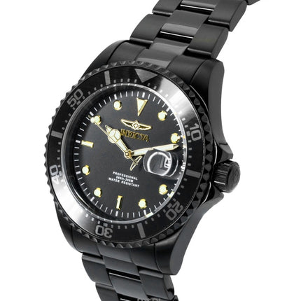 Invicta Pro Diver Zager Exklusive Edelstahl-Quarzuhr mit schwarzem Zifferblatt 23402 200M