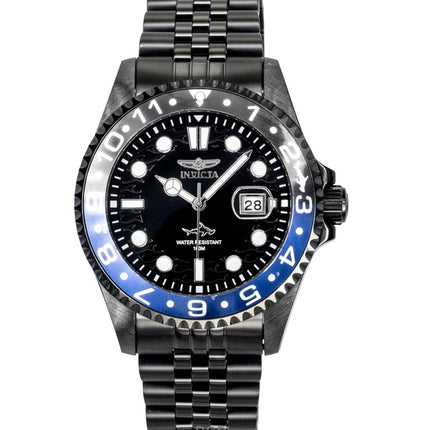 Invicta Pro Diver Herrenuhr aus Edelstahl mit schwarzem Zifferblatt, Quarzwerk, Modell 30627, wasserdicht bis 100 m
