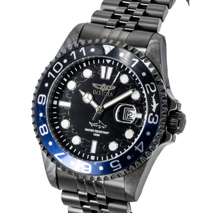 Invicta Pro Diver Herrenuhr aus Edelstahl mit schwarzem Zifferblatt, Quarzwerk, Modell 30627, wasserdicht bis 100 m
