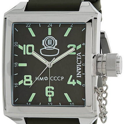 Invicta Russian Diver Green Dial Lederarmband Quarz 33706 100M Herrenuhr