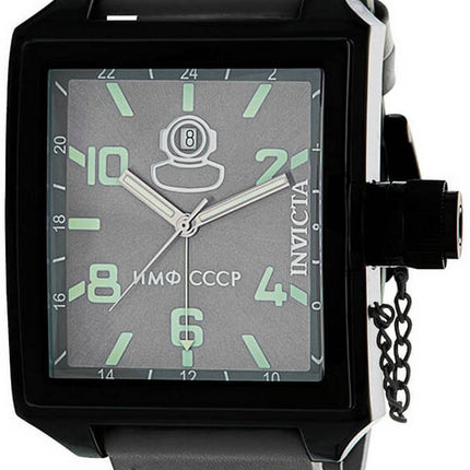 Invicta Russian Diver Graues Zifferblatt Lederarmband Quarz 33707 100M Herrenuhr