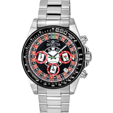 Invicta Speedway Roulette Casino Chronograph GMT Edelstahl Schwarzes Zifferblatt Quarz 44643 200M Herrenuhr