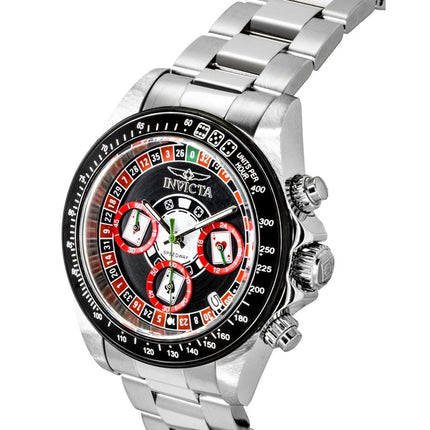 Invicta Speedway Roulette Casino Chronograph GMT Edelstahl Schwarzes Zifferblatt Quarz 44643 200M Herrenuhr