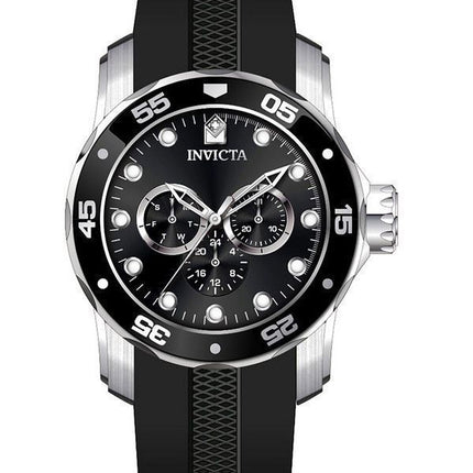 Invicta Pro Diver Scuba GMT Silikonarmband, schwarzes Zifferblatt, Quarz, 45721, 100 m, Herrenuhr