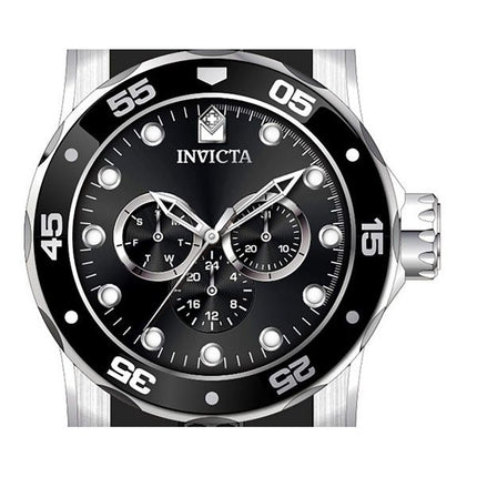 Invicta Pro Diver Scuba GMT Silikonarmband, schwarzes Zifferblatt, Quarz, 45721, 100 m, Herrenuhr