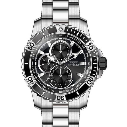 Invicta Pro Diver Scuba GMT Edelstahl schwarzes Zifferblatt Quarz 45745 100M Herrenuhr