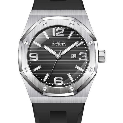 Invicta Huracan Silikonarmband, schwarzes Zifferblatt, Quarz, 45772, 100 m, Herrenuhr