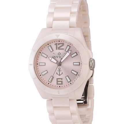 Invicta Ocean Voyage Keramikarmband Hellrosa Zifferblatt Quarz 46302 Damenuhr
