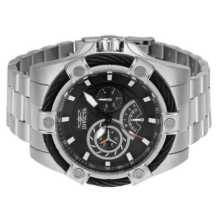 Invicta Bolt Retrograde GMT Edelstahl schwarzes Zifferblatt Quarz 46863 100M Herrenuhr