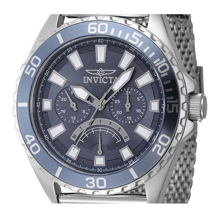 Invicta Pro Diver Retrograde GMT Edelstahl blaues Zifferblatt Quarz 46905 Herrenuhr