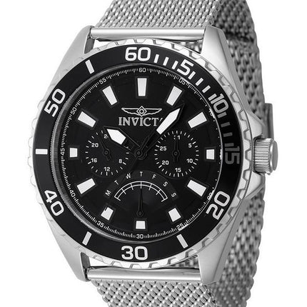 Invicta Pro Diver Retrograde GMT Edelstahl schwarzes Zifferblatt Quarz 46907 Herrenuhr