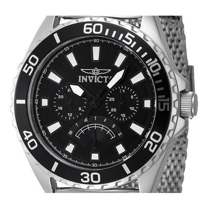 Invicta Pro Diver Retrograde GMT Edelstahl schwarzes Zifferblatt Quarz 46907 Herrenuhr