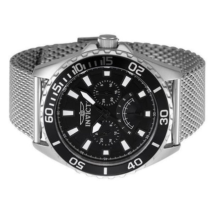 Invicta Pro Diver Retrograde GMT Edelstahl schwarzes Zifferblatt Quarz 46907 Herrenuhr