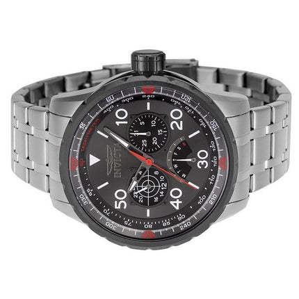 Invicta Aviator Retrograde GMT Edelstahl Gunmetal Zifferblatt Quarz 46982 100M Herrenuhr