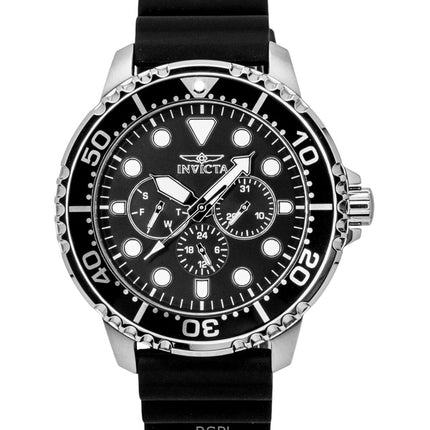 Invicta Pro Diver GMT Herrenuhr mit Silikonarmband, schwarzem Zifferblatt und Quarzwerk, Modell 47234