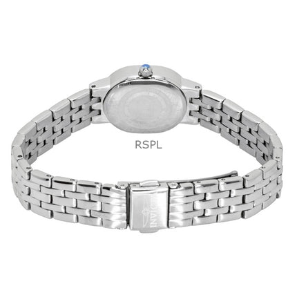 Invicta Angel Damenuhr mit Kristallakzenten, Edelstahlgehäuse, silbernem Zifferblatt und Quarzwerk, Modell 48134