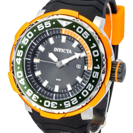 Invicta Pro Diver Ocean Voyage Herrenuhr mit Silikonarmband, schwarzem Zifferblatt, Quarzwerk, Modell 48340, wasserdicht bis 200 m