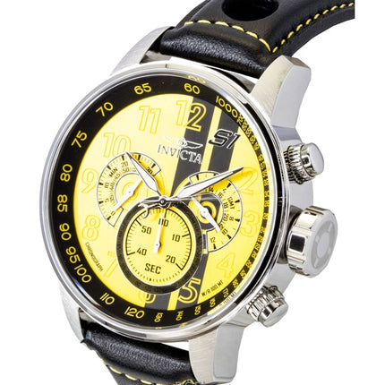 Invicta S1 Rally Chronograph GMT Lederarmband Gelb-Schwarzes Zifferblatt Quarz 48616 100M Herrenuhr