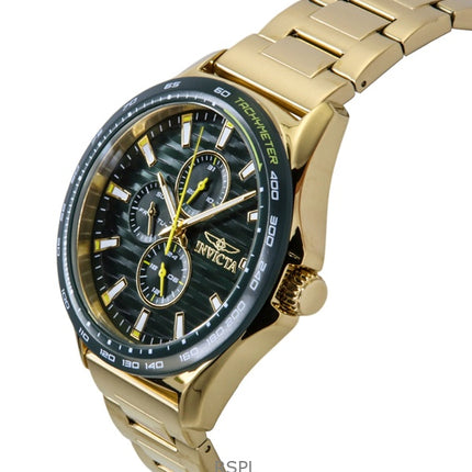 Invicta Racing Goldfarbene Edelstahl-Quarzuhr mit grünem Zifferblatt 48870
