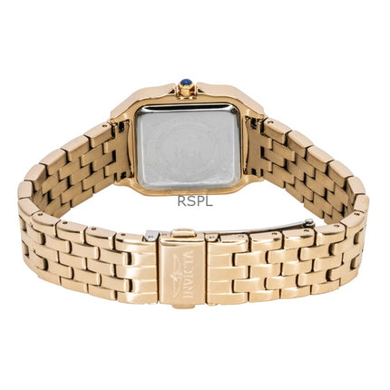 Invicta Angel Roségoldfarbene Edelstahl-Quarzuhr mit silbernem Zifferblatt und Kristallen 48997 für Damen