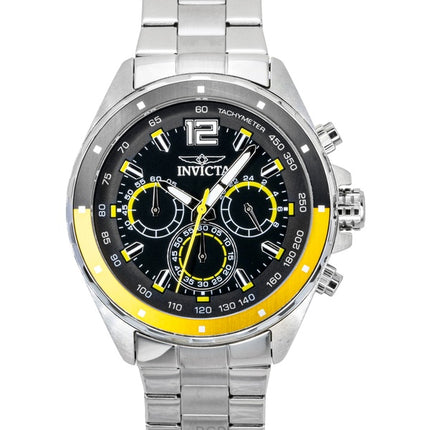 Invicta Speedway Chronograph GMT Edelstahl Schwarzes Zifferblatt Quarz 49365 Herrenuhr