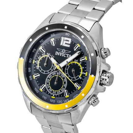 Invicta Speedway Chronograph GMT Edelstahl Schwarzes Zifferblatt Quarz 49365 Herrenuhr