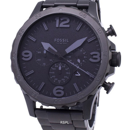 Fossil Nate Chronograph schwarzes Zifferblatt schwarz Ionen-plattiert JR1401 Herrenuhr