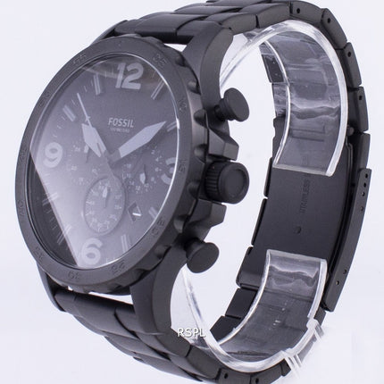 Fossil Nate Chronograph schwarzes Zifferblatt schwarz Ionen-plattiert JR1401 Herrenuhr