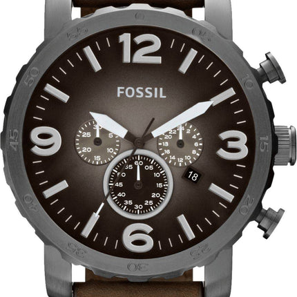 Fossil Nate Chronograph Quartz Brown Leather Strap JR1424 Herrenuhr