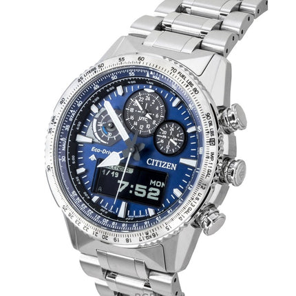 Citizen Promaster Chronograph Edelstahl Blaues Zifferblatt Solar Taucheruhr JV2000-51L 200M Herrenuhr