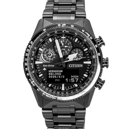 Citizen Promaster Skyhawk U830 Chronograph Schwarzes Zifferblatt Eco-Drive Taucheruhr JV2005-58E 200M Herrenuhr
