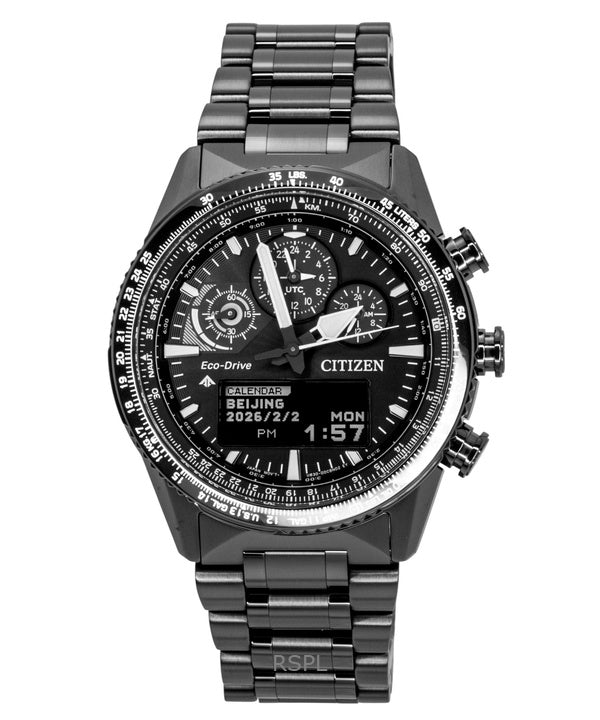 Citizen Promaster Skyhawk U830 Chronograph Schwarzes Zifferblatt Eco-Drive Taucheruhr JV2005-58E 200M Herrenuhr