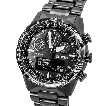 Citizen Promaster Skyhawk U830 Chronograph Schwarzes Zifferblatt Eco-Drive Taucheruhr JV2005-58E 200M Herrenuhr