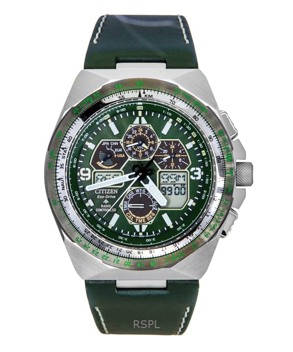 Citizen Promaster Skyhawk AT Ewiger Kalender Chronograph Grünes Zifferblatt Eco-Drive Taucheruhr JY8147-01X 200M Herrenuhr