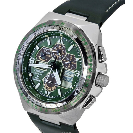 Citizen Promaster Skyhawk AT Ewiger Kalender Chronograph Grünes Zifferblatt Eco-Drive Taucheruhr JY8147-01X 200M Herrenuhr