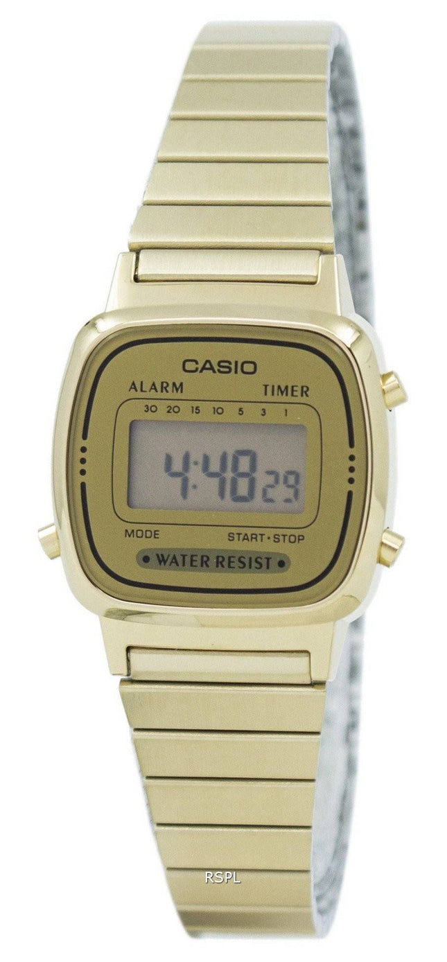 Casio Digital Edelstahl Alarm Timer LA670WGA-9DF LA670WGA-9 Damenuhr