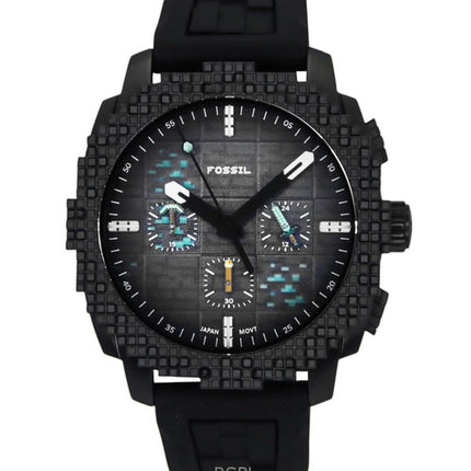 Fossil Minecraft Deepslate Chronograph Limited Edition Silikonarmband Schwarzes Zifferblatt Quarz LE1205 Herrenuhr