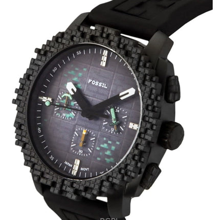 Fossil Minecraft Deepslate Chronograph Limited Edition Silikonarmband Schwarzes Zifferblatt Quarz LE1205 Herrenuhr