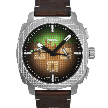 Fossil Minecraft Grass Block Chronograph Limited Edition Lederarmband Braunes Zifferblatt Quarz LE1206 Herrenuhr