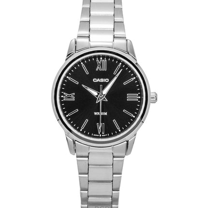 Casio Analog Edelstahl Schwarzes Zifferblatt Quarz LTP-1303DD-1AV Damenuhr