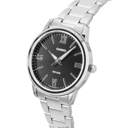 Casio Analog Edelstahl Schwarzes Zifferblatt Quarz LTP-1303DD-1AV Damenuhr